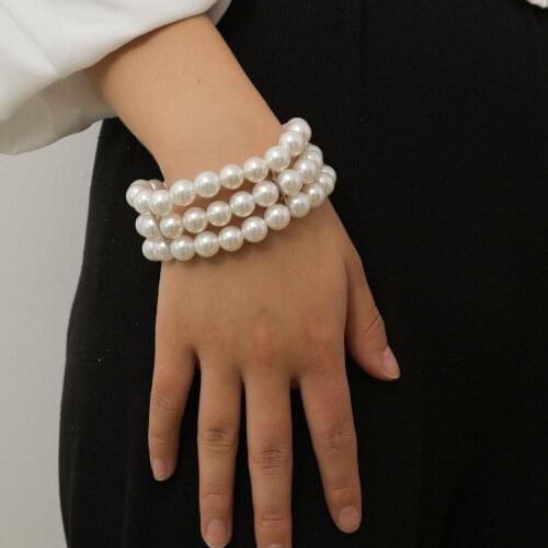 Elegant Multilayers Simulated Pearl Beaded Bracelet & Bangles for Women Bridal Wedding Party Charm Bracelet Valentines Day