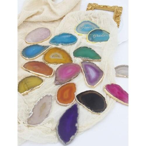 1Pcs Gems Random Shape Naturals Onyx Crafts Stone Pad Semi Agate Slice Key Chain Pendants