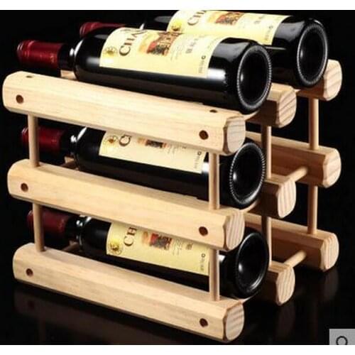 1PC High Quality New Solid Wood Wine Bottle Racks Wine Stand Wooden Wine Holder 6 Bottles Kitchen Bar Display JB 309