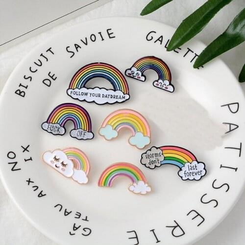 11 Styles Exquisite Rainbow Clouds Chest Brooches Lapel Enamel Pin Creative Weather Backpack Badges Fashion Jewelry Gifts