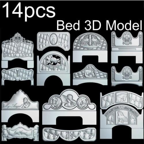 14pcs Bed 3d model STL relief for cnc STL format frame Bed 3d Relief Model STL Router 3 axis Engraver ArtCam