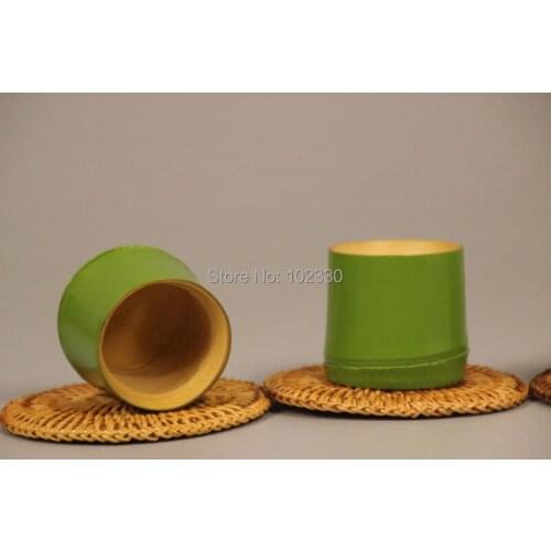 20pcs Japanese Style Green Bamboo Section Tea Cup Water Beer Drinkware Tea Ceremony Utensils Eco-friendly