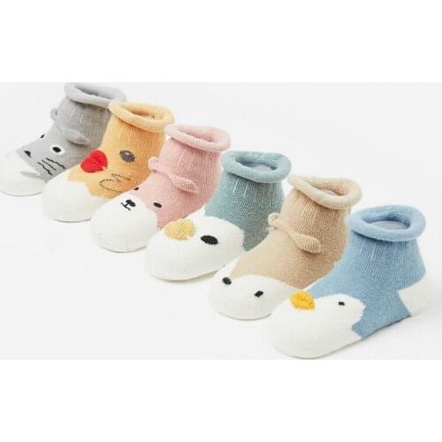 2019 new Korean cartoon cotton socks baby child baby non-slip socks loose mouth stereo socks baby girl warm socks fashion socks