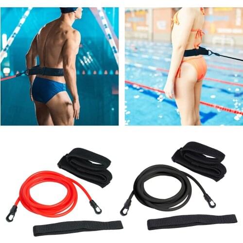 3/4M Adjustable Swim Training Resistance Belt Safety Rope Swimming Pool Tool With Mesh Pocket Safety Swimming Accessories