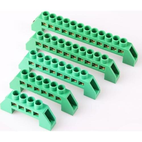 5PCS 4 6 8 10 12Positions Hole High Bridge Type Grounding Strip Connection Terminal Block Row Copper 6*9 Connector Earth Netural