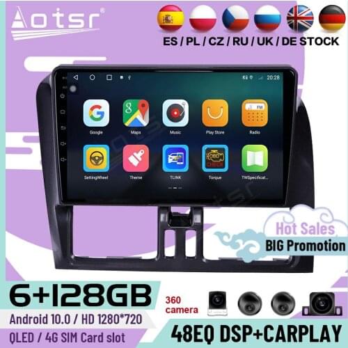 6+128G Carplay Multimedia Auto Car Stereo Android 10.0 Player For Volvo XC60 2009 2010 2011 2012 GPS Navigation Radio Head Unit