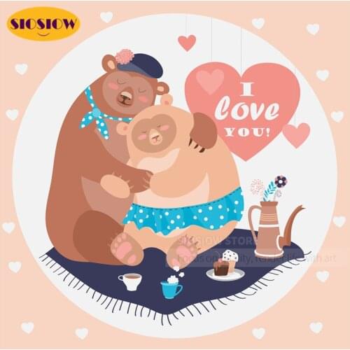5d Diy Diamond Painting Cartoon Bear Full Square Drill Resin 3D Diamond Embroidery Diy Home Decor Room Love Gifts For Girlfriend