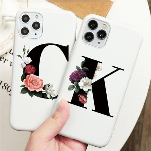 Alphabet Letter White Phone Case For iPhone 11 Pro XS Max XR X SE 2 2020 6 6S 7 8 Plus Silicon TPU Funda For iPhone 8 Plus Cases