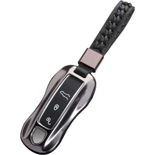 Kwaks Car Key Case Aluminium Alloy Key Cover Shell Leather Buckle for Porsche 17 18 Macan 911 Panamera Car Accessories