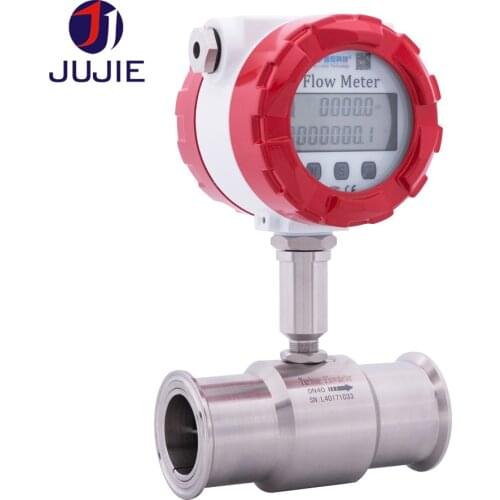 DN4-DN50 SS316 Digital LCD hygiene clamp turbine flowmeter for water alcohol milk diesel fuel liquid 4-20mA Modbu RS485 output