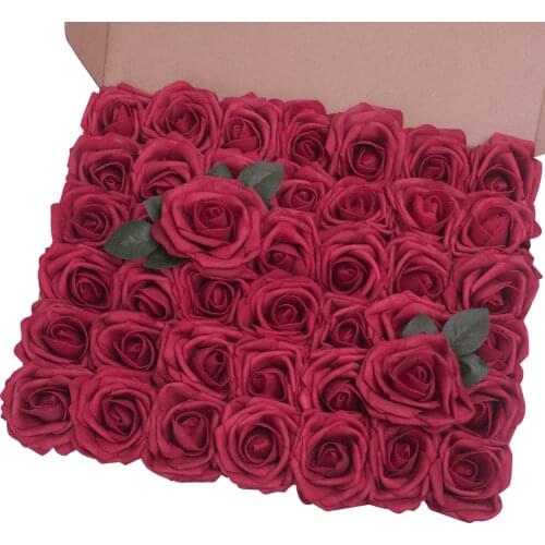 Foam Flowers Artificial Rose 42pcs 3.7in Fake Flowers for Wedding Home Decor DIY Craft Rose for Scrapbooking Cake Bride Bouquet