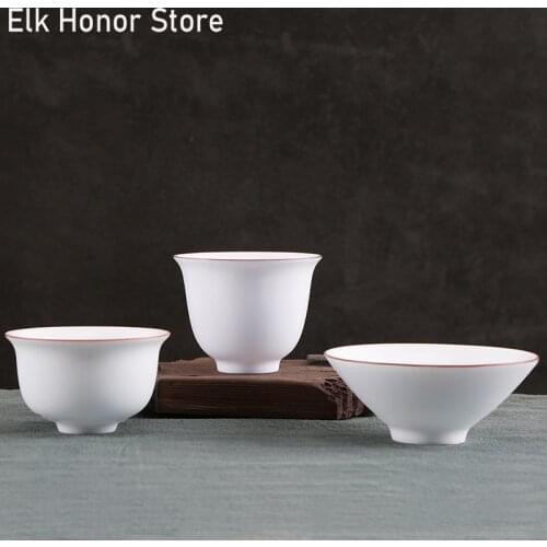2PC/Set Jingdezhen Handmade Celadon Ceramic Teacups White Jade Porcelain Mugs Kung Fu Tea Master Cups Small Single Cup Teaware