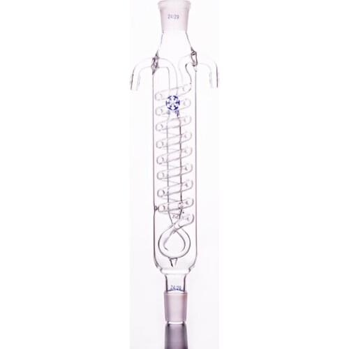 Snake reflux condenser 600mm,High capacity reflux condenser,Condenser reflux with coiled inner tube,standard ground mouth 24/29