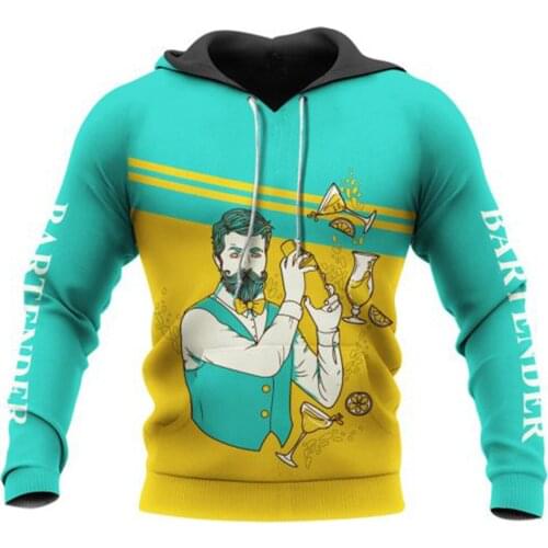 Funny Bar Bartender 3D All Over Printed Jacket Men/Women Harajuku Hoodie Casual Green Streetwear Sweatshirt Pullover Sudaderas