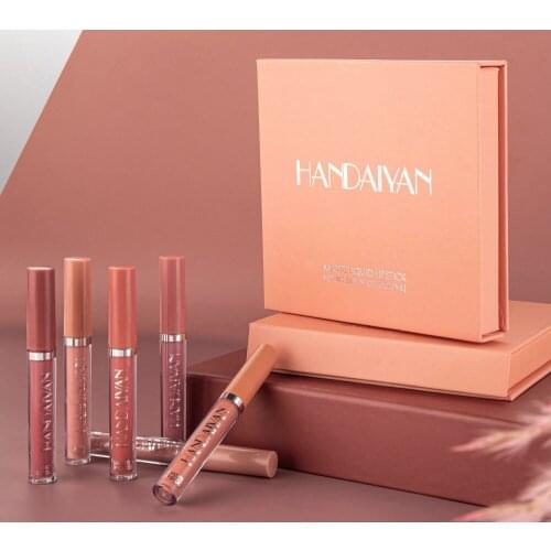 6 Pc Lip Gloss Set Non-stick Matte Long-lasting Lip Gloss Set Lip Korean Estrade Cosmetics With Gift Box Makeup Sets For Women