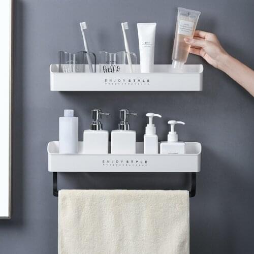 1Pc Wall Mounted Bathroom Storage Rack Toilet Washstand Towel Hanging Shelf Clothes Organizer Home Supplies