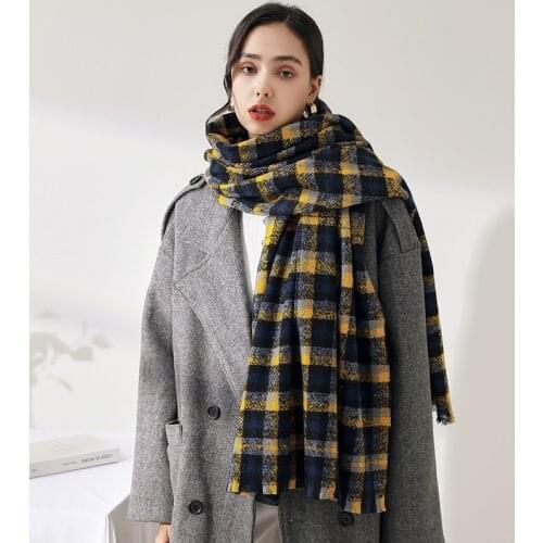 2021 New Scarf Foulard Scarf Women Cachecol Feminino Inverno Bufandas Warm fashion Winter Wrap Green Plaid Scarves Echarpe