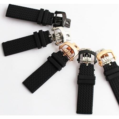 New Black Silicon Rubber Replacement Watch Band Strap For (fit) Chopard (23mm)