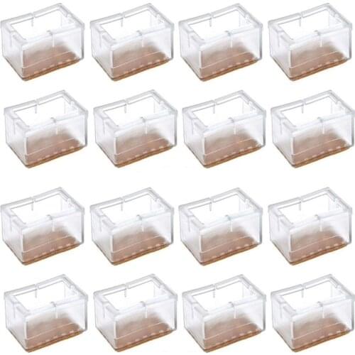 Chair Leg Caps Transparent Clear Silicone Table Furniture Leg Feet Tips Covers Wood Floor Protectors Felt Pads 16PCS