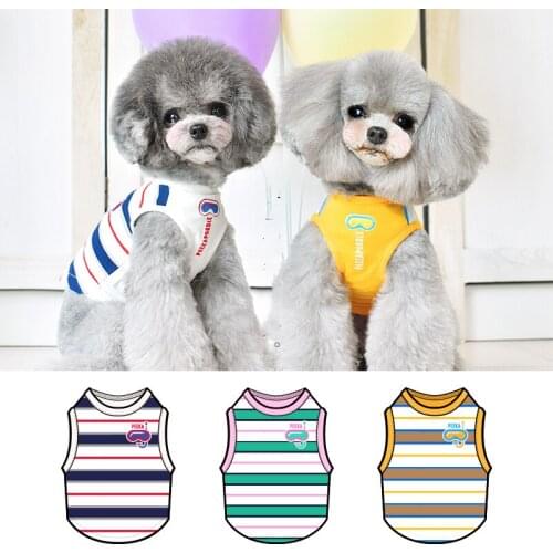 Dog Clothes Small Dogs XS-XXL Simple Puppy Dog Accessory Cat T-shirt Striped Pet Vest Sleeveless Solid Summer Clothes Dog Shirt