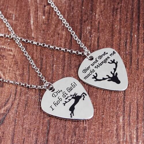 2PCS Couple Necklace Elk Pendant Necklace Jewelry Necklace for Valentines Day German Necklace Bread Love Beer Bier Halskette