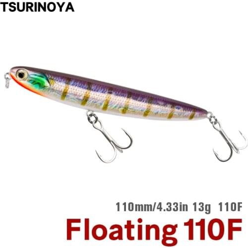 TSURINOYA Topwater Floating Pencil Hard Fishing Lure DW27 High Quality Plastic Wobbers Hard Bait 110mm 13g Dog Walking Swimbait