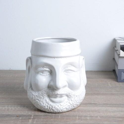 Nordic ins simple ceramic white Santa Claus flower pot balcony succulent potted cactus planting home decoration Christmas gift