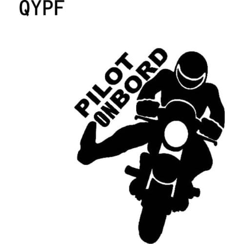 QYPF 10.9CM*15CM PILOT ON BOARD Vinyl Car Motorcycle Black Silver Sticker Decal C14-0251