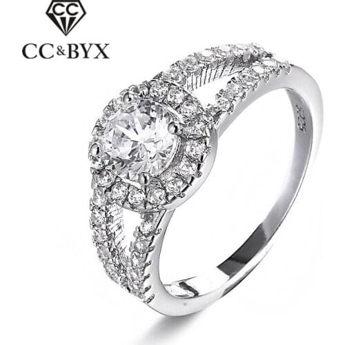 S925 Rings Fashion Cubic Zirconia Silver Color Ring Vintage Wedding Engagement Rings for Women Bijoux Bagues CC022