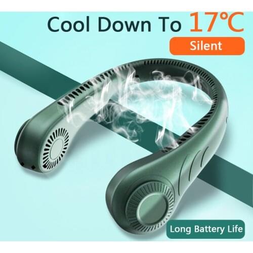 Neck Fan Portable Mini Fan Usb Rechargeable Fan 3 Modes Outdoor Cooling Fan Home Silent Bladeless Neckband Fan