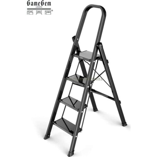 Ladder Household Folding Thickened Aluminum Alloy Herringbone Ladder Indoor Multi-functional Four Step Telescopic Stair
