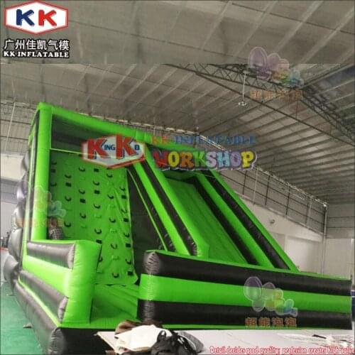 Toboggan Green inflatable climbing wall, giant climbing wall with bouncer for kids and adult