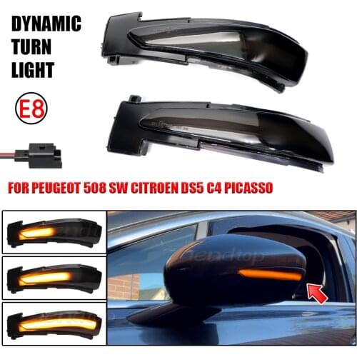 For Peugeot 508 SW For Citroen DS5 C4 Picasso Grand Picasso II Side Mirror Light Turn Signal Rear Review Indicator Lamp Amber
