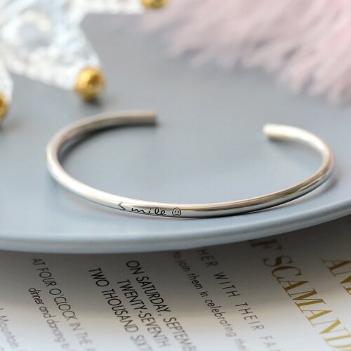 Women Bangle S925 Sterling Silver Bangle For Women Smile Face Silver Bangle Jewelry Accessories