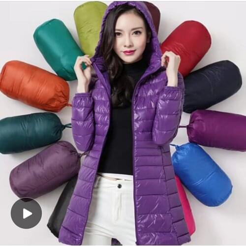 7XL Ladies Long Warm Down Coat With Portable Storage Bag Women Ultra Light Down Jacket Womens Overcoats Hip-Length