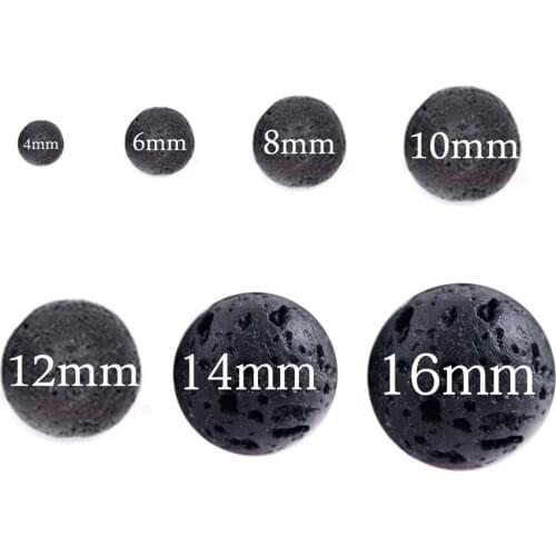 1Set 4mm 6mm 8mm 10mm 12mm 14mm 16mm Essential Oil Natural Lava Rock Stone Beads For DIY Making Necklace Bracelet