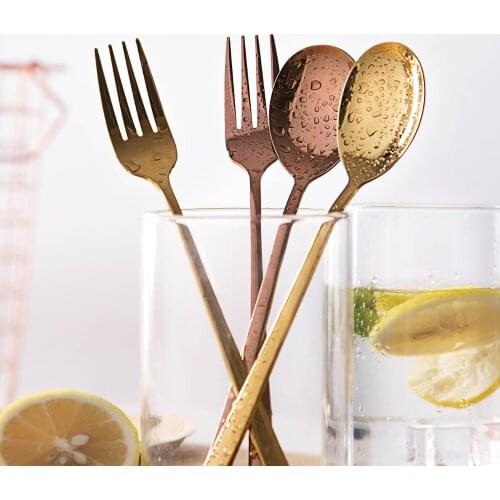 1Pc Long Stainless Steel Spoon Dinner Fork Soup Dessert Ice Cream Tea Coffee Spoons Dipper Kitchen Salad Fruit Forks Tableware