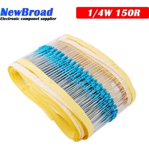 100pcs 150 ohm 1/4W 150R Metal film resistor 1