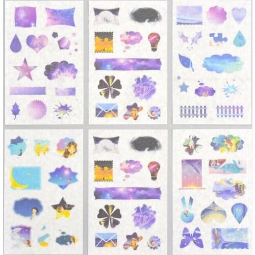 6pcs Starry night paper sticker Organizer Calendar Diary Book Planner Scrapbook Decoration Diary Sticker papeleria