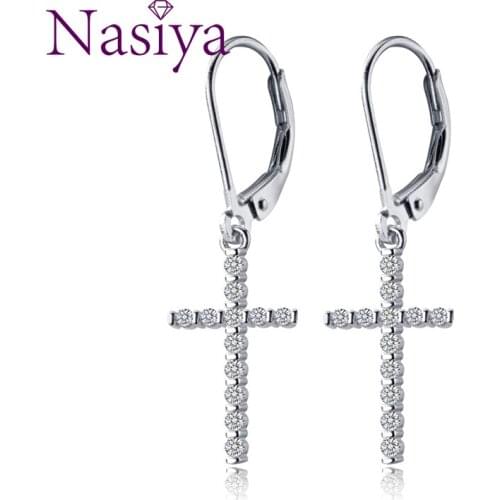 925 Sterling Silver Earrings Female Fashion Zircon Cross Earrings Temperament Personality Trend Ear Jewelry for Women