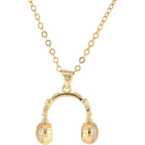 Jewelry Accessories Brass Metal Micro Pave Cubic Zirconia headset earphone Charm For Jewelry Making Supplies