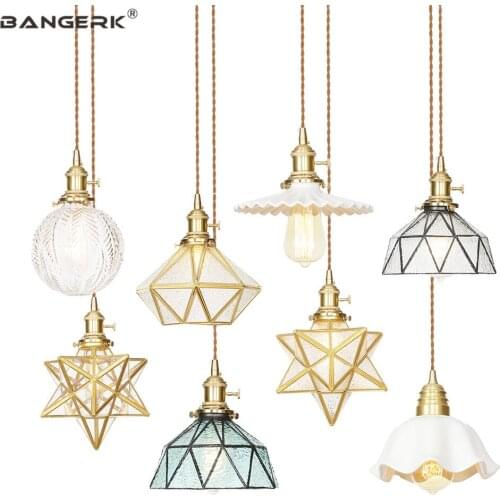 American Copper Pendant Lamp Loft Decor Brass Glass Modern Hanging Light LED Edison Fixtures Bar Home Indoor Lighting Luminaire