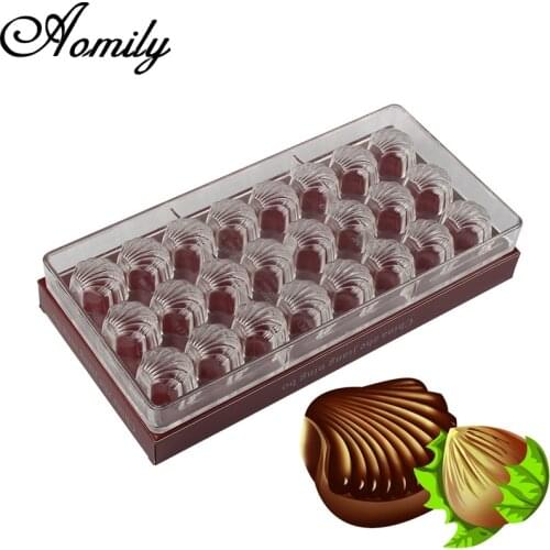 Aomily 24 Shell Shape Clear Hard Chocolate Mold DIY Fondant Tool Baking Polycarbonate PS Candy Maker Cake Mousse Mould Home Gift