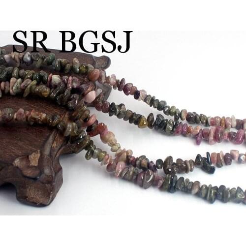 Free Shipping 6-8mm High Quality Freeform Gems Mixed Tourmaline Chips Natural Stone DIY Wholesale Beads 15"