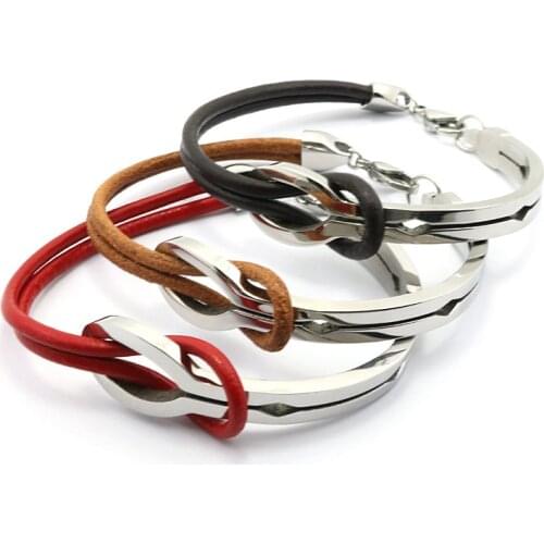 Bohemian Fashion Retro Leather Bracelets Vintage Black Men Stainless Steel Bangles For Women Best Friend Gift pulseiras Jewelry