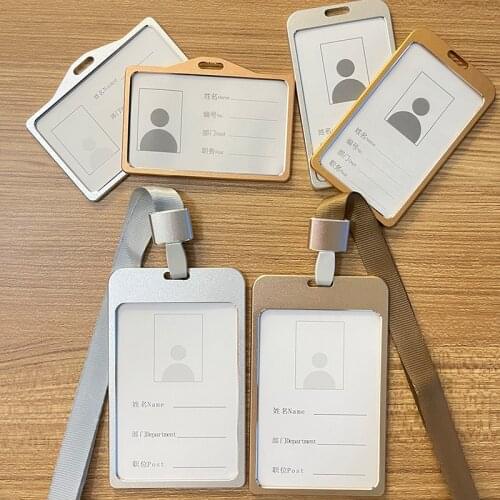 1pcs Aluminum Alloy Work Card Case Exhibition ID Card Lanyard Badge Card Holder Metal Pass Card for Employee Nurse Accessories