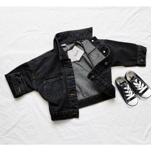 Girls Black Loose Denim Cotton Coat Jacket Toddler Girl Fall Clothes 2021 Girls Autumn Clothes Toddler Girl Winter Clothes