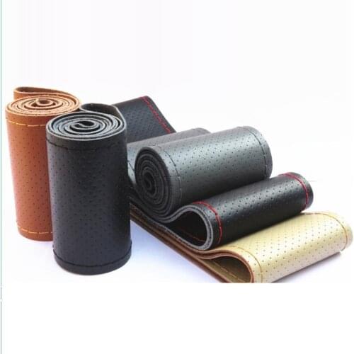 CHIZIYO 38cm Car Styling Genuine Leather Auto Car Steering Wheel Cover Cap Anti-slip Car Decoration With Needles and Thread