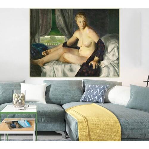 Citon George Bellows《Sex Nude with Fan》Canvas Art Oil Painting Beauty Artwork Poster Picture Wall Decor Modern Home Decoration