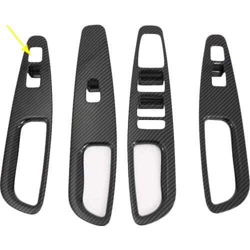 For Hyundai Santa Fe 2019 2020 Carbon Fiber Window Lift Switch Button Cover Trims Door Armrest Panel Frame Interior Accessories